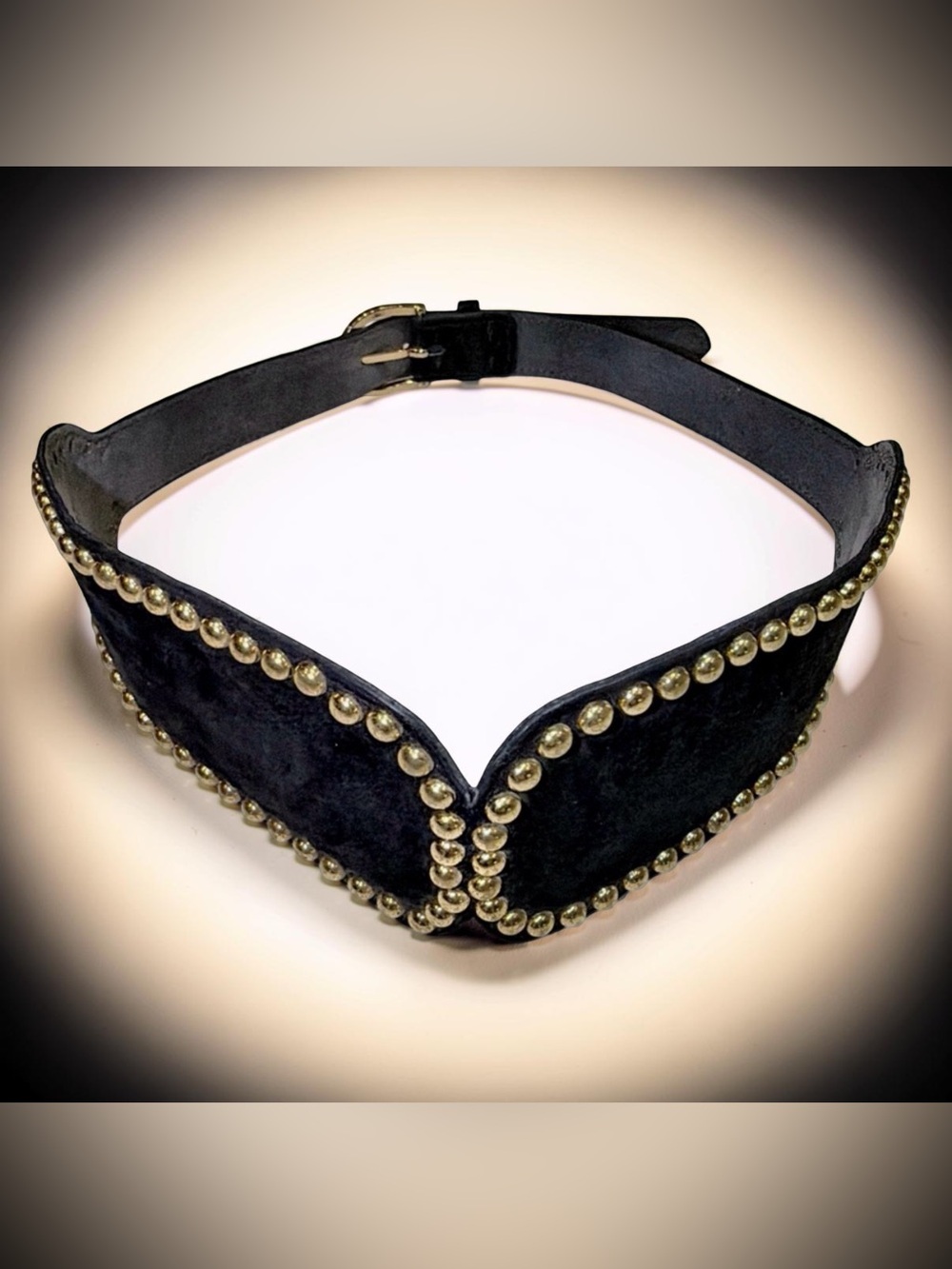 Gold-Studded Black Velvet Waist Belt